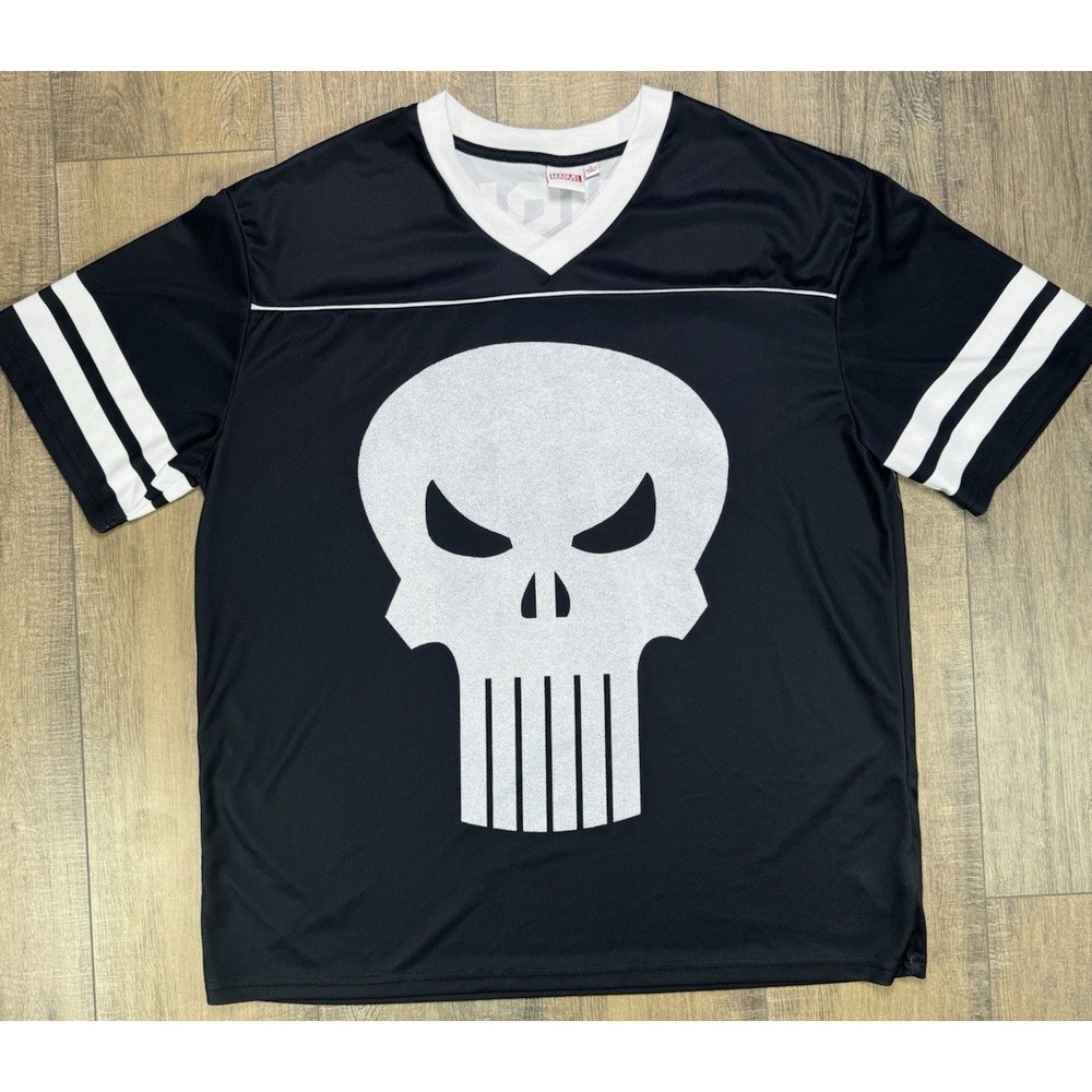 Punisher #74 Football Jersey Marvel Shirt Skull Polyester Mens Large Super Hero